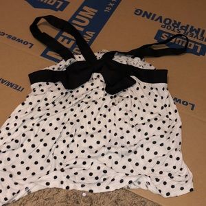 Twenty one black and white polka dot black bow neck tank top size large